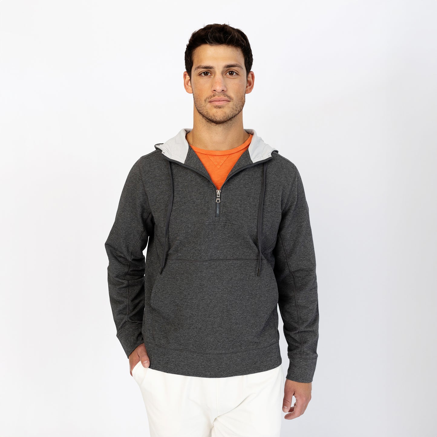 Chris ¼ Zip Hooded Pullover - Charcoal